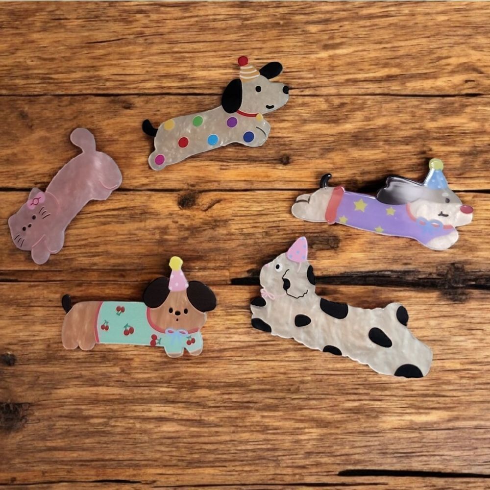 Playful Dog and Cat Hair Clip Set New In Package